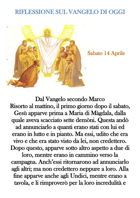 riflessioni sul vangelo di oggi.